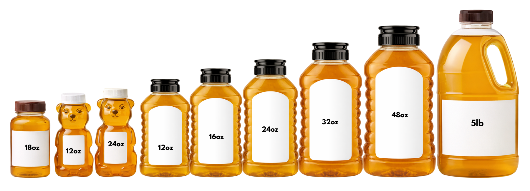 Glass and Plastic, Bears to Bottles, 12 oz to 5 lb